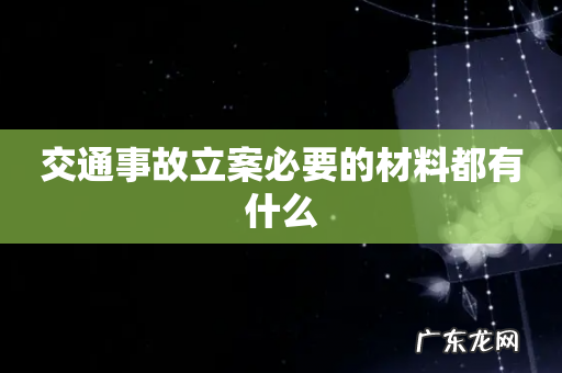交通事故立案必要的材料都有什么