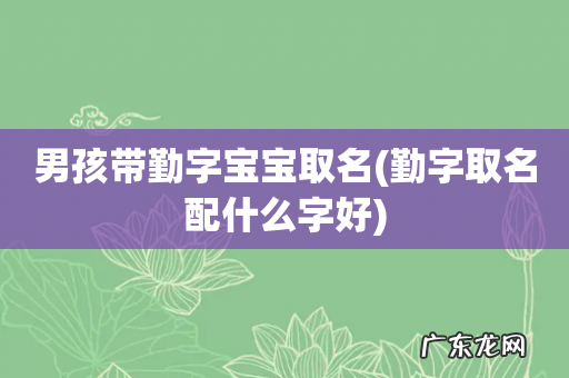 勤字取名配什么字好 男孩带勤字宝宝取名