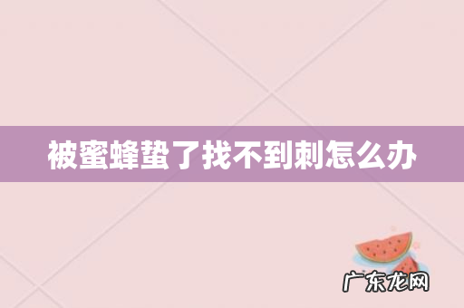 被蜜蜂蛰了找不到刺怎么办