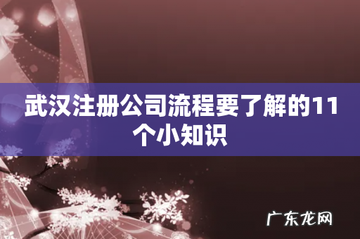 武汉注册公司流程要了解的11个小知识