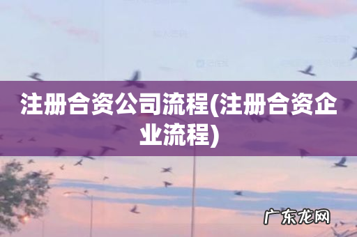 注册合资企业流程 注册合资公司流程