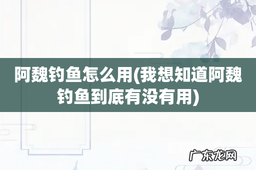我想知道阿魏钓鱼到底有没有用 阿魏钓鱼怎么用