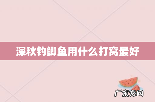 深秋钓鲫鱼用什么打窝最好
