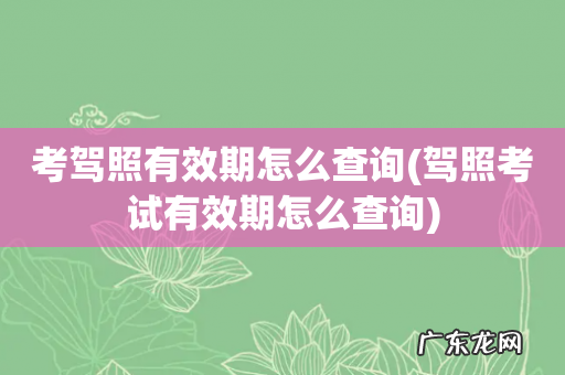 驾照考试有效期怎么查询 考驾照有效期怎么查询