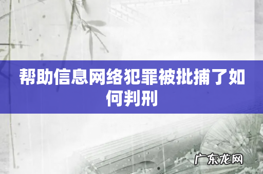 帮助信息网络犯罪被批捕了如何判刑