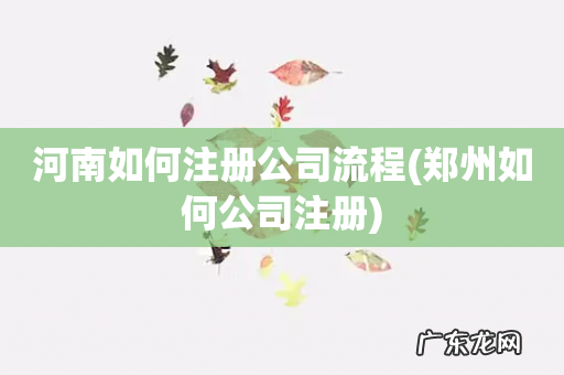 郑州如何公司注册 河南如何注册公司流程
