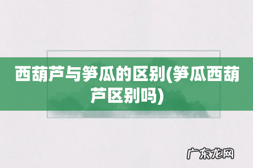 笋瓜西葫芦区别吗 西葫芦与笋瓜的区别