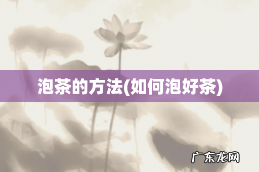 如何泡好茶 泡茶的方法