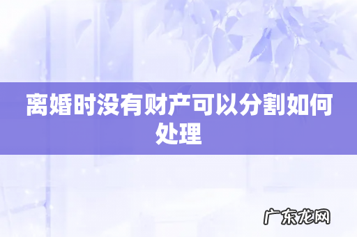 离婚时没有财产可以分割如何处理