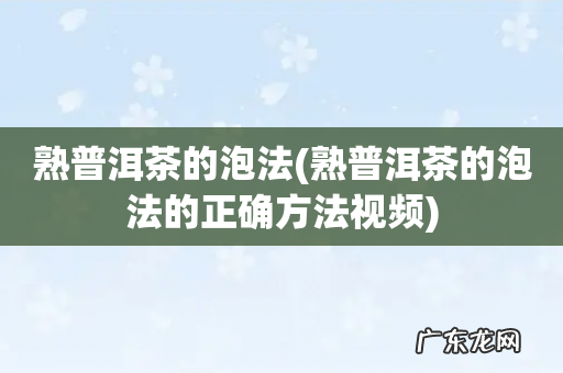 熟普洱茶的泡法的正确方法视频 熟普洱茶的泡法