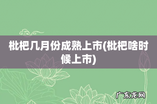 枇杷啥时候上市 枇杷几月份成熟上市