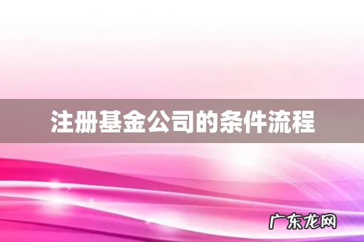 注册基金公司的条件流程