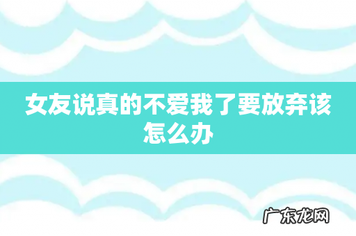 女友说真的不爱我了要放弃该怎么办