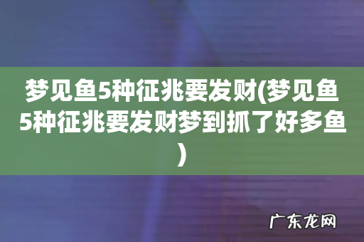 梦见鱼5种征兆要发财梦到抓了好多鱼 梦见鱼5种征兆要发财