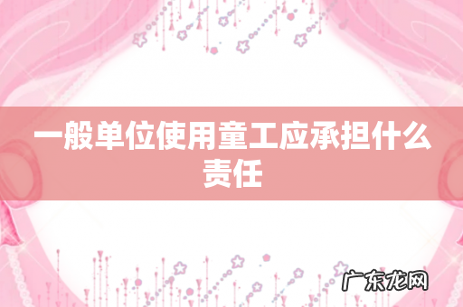 一般单位使用童工应承担什么责任