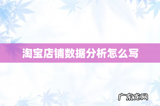 淘宝店铺数据分析怎么写