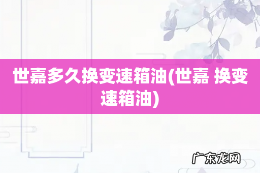 世嘉 换变速箱油 世嘉多久换变速箱油