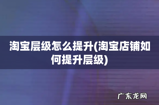 淘宝店铺如何提升层级 淘宝层级怎么提升
