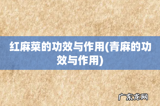 青麻的功效与作用 红麻菜的功效与作用