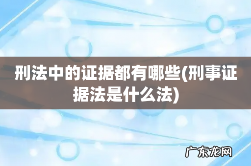 刑事证据法是什么法 刑法中的证据都有哪些