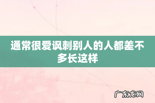 通常很爱讽刺别人的人都差不多长这样