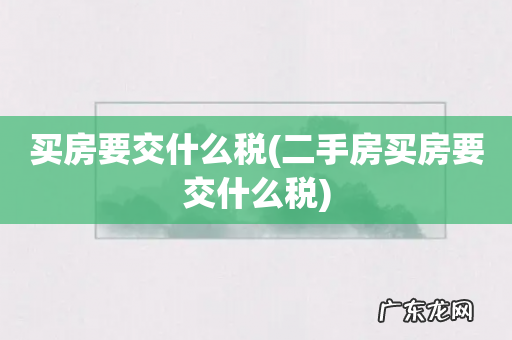 二手房买房要交什么税 买房要交什么税
