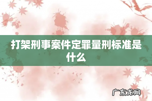 打架刑事案件定罪量刑标准是什么