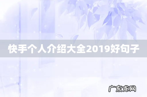快手个人介绍大全2019好句子