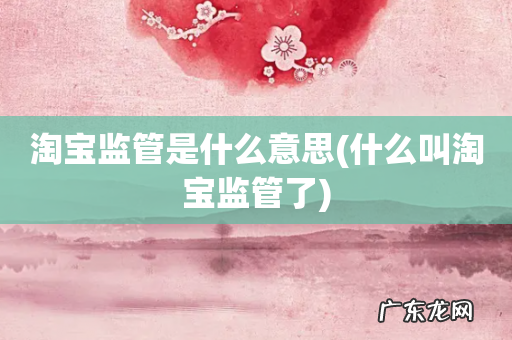 什么叫淘宝监管了 淘宝监管是什么意思