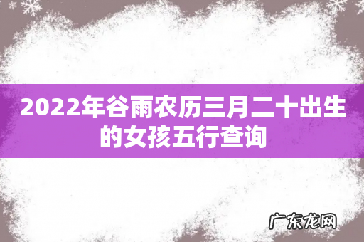 2022年谷雨农历三月二十出生的女孩五行查询