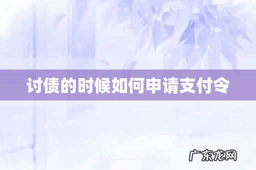 讨债的时候如何申请支付令