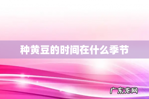 种黄豆的时间在什么季节