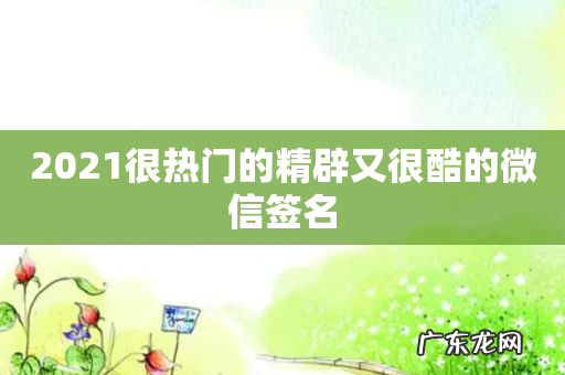 2021很热门的精辟又很酷的微信签名