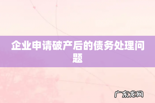 企业申请破产后的债务处理问题