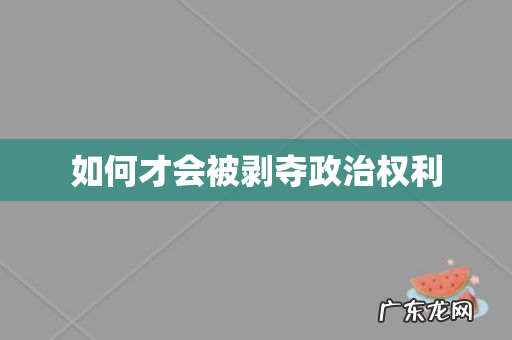 如何才会被剥夺政治权利