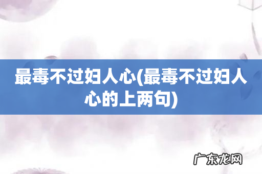 最毒不过妇人心的上两句 最毒不过妇人心