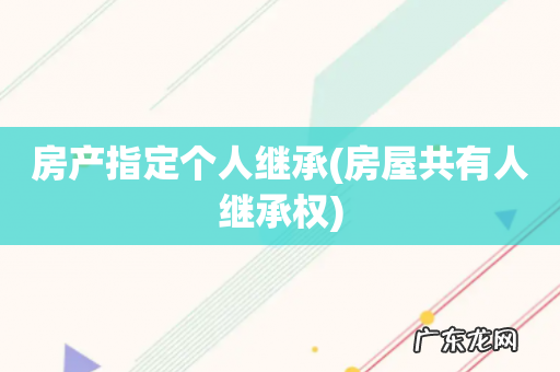 房屋共有人继承权 房产指定个人继承