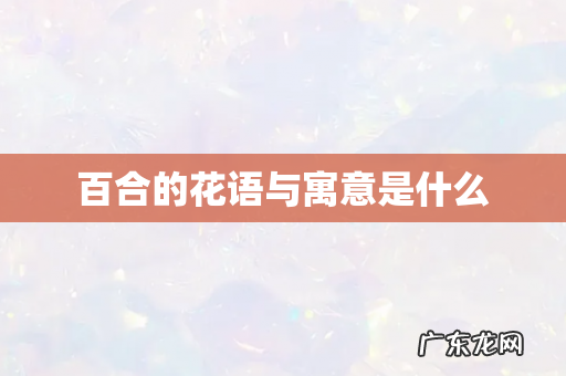 百合的花语与寓意是什么