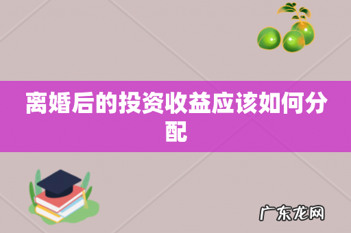 离婚后的投资收益应该如何分配