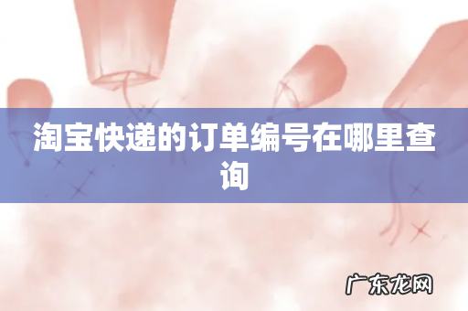淘宝快递的订单编号在哪里查询