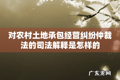 对农村土地承包经营纠纷仲裁法的司法解释是怎样的