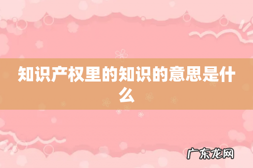 知识产权里的知识的意思是什么