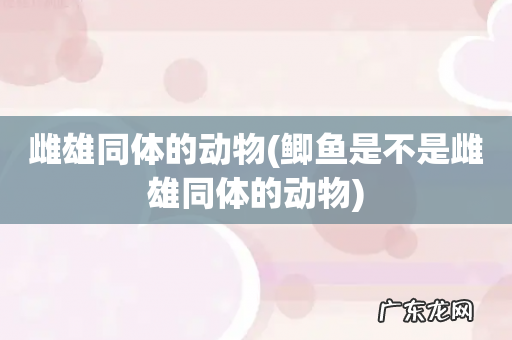 鲫鱼是不是雌雄同体的动物 雌雄同体的动物