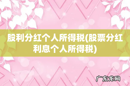 股票分红利息个人所得税 股利分红个人所得税