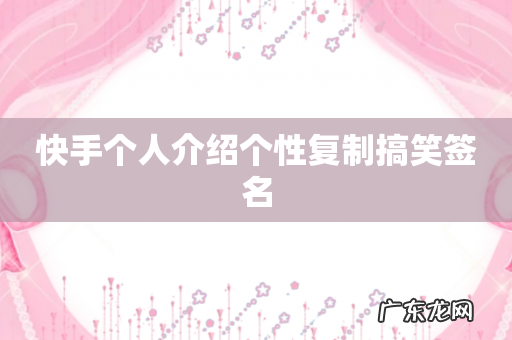 快手个人介绍个性复制搞笑签名