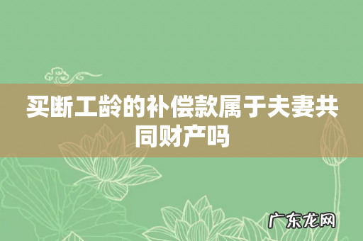 买断工龄的补偿款属于夫妻共同财产吗