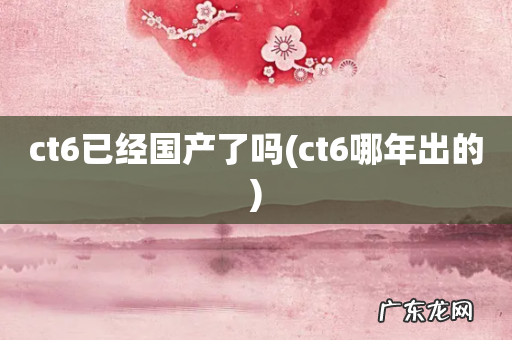 ct6哪年出的 ct6已经国产了吗