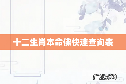 十二生肖本命佛快速查询表
