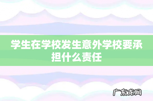 学生在学校发生意外学校要承担什么责任