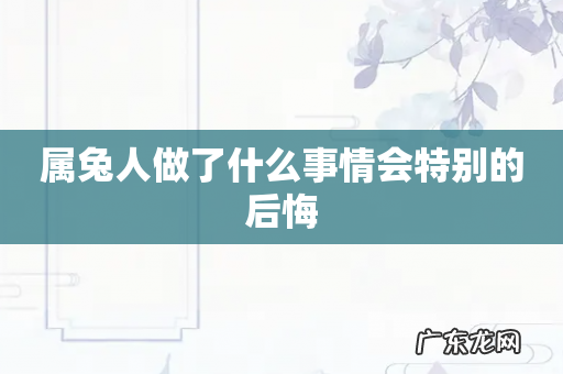 属兔人做了什么事情会特别的后悔